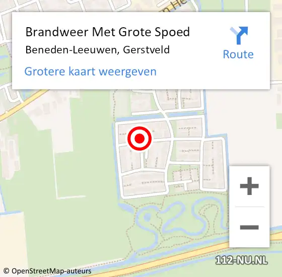 Locatie op kaart van de 112 melding: Brandweer Met Grote Spoed Naar Beneden-Leeuwen, Gerstveld op 9 november 2023 16:05