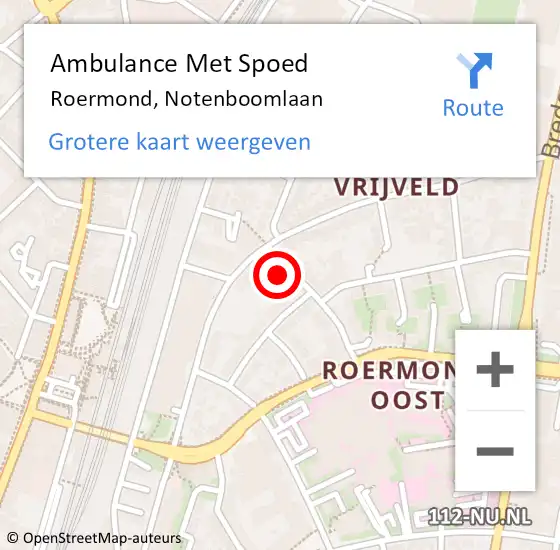 Locatie op kaart van de 112 melding: Ambulance Met Spoed Naar Roermond, Notenboomlaan op 9 november 2023 16:10