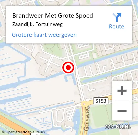 Locatie op kaart van de 112 melding: Brandweer Met Grote Spoed Naar Zaandijk, Fortuinweg op 9 november 2023 16:12