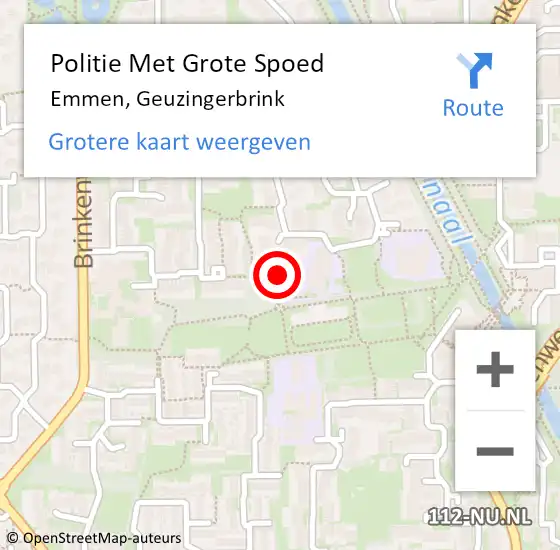 Locatie op kaart van de 112 melding: Politie Met Grote Spoed Naar Emmen, Geuzingerbrink op 9 november 2023 16:20