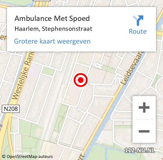 Locatie op kaart van de 112 melding: Ambulance Met Spoed Naar Haarlem, Stephensonstraat op 9 november 2023 16:37