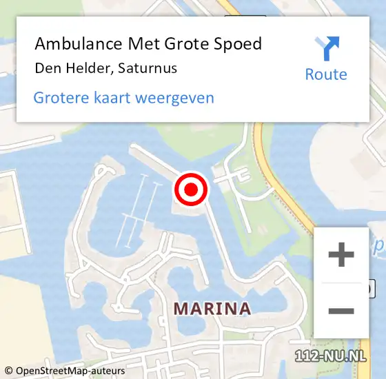 Locatie op kaart van de 112 melding: Ambulance Met Grote Spoed Naar Den Helder, Saturnus op 9 november 2023 17:34