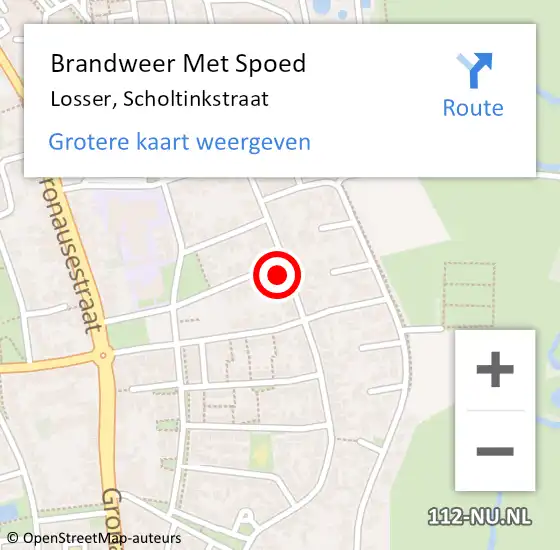 Locatie op kaart van de 112 melding: Brandweer Met Spoed Naar Losser, Scholtinkstraat op 9 november 2023 17:47