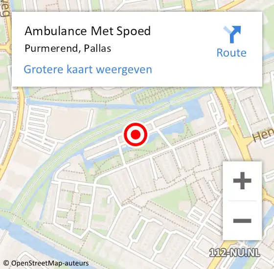 Locatie op kaart van de 112 melding: Ambulance Met Spoed Naar Purmerend, Pallas op 9 november 2023 18:05