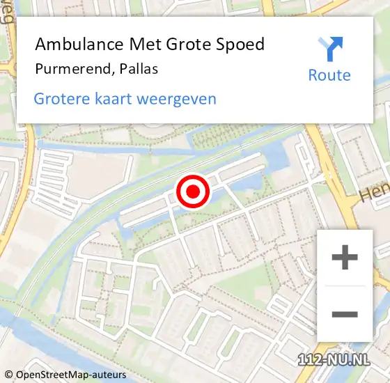 Locatie op kaart van de 112 melding: Ambulance Met Grote Spoed Naar Purmerend, Pallas op 9 november 2023 18:21