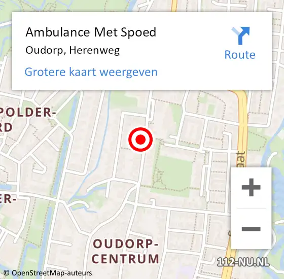 Locatie op kaart van de 112 melding: Ambulance Met Spoed Naar Oudorp, Herenweg op 14 september 2014 19:07