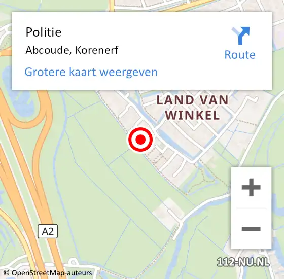 Locatie op kaart van de 112 melding: Politie Abcoude, Korenerf op 9 november 2023 18:24