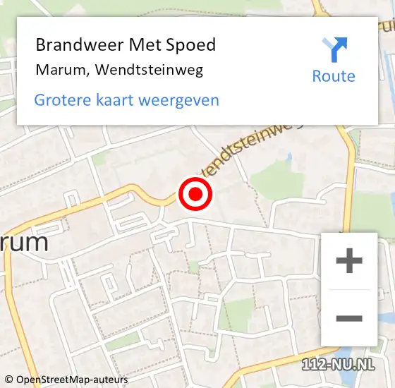 Locatie op kaart van de 112 melding: Brandweer Met Spoed Naar Marum, Wendtsteinweg op 9 november 2023 18:28