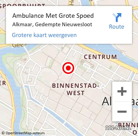 Locatie op kaart van de 112 melding: Ambulance Met Grote Spoed Naar Alkmaar, Gedempte Nieuwesloot op 9 november 2023 18:32