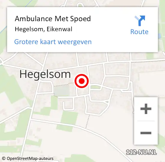 Locatie op kaart van de 112 melding: Ambulance Met Spoed Naar Hegelsom, Eikenwal op 14 september 2014 19:09