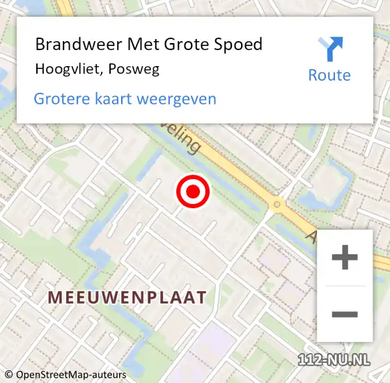 Locatie op kaart van de 112 melding: Brandweer Met Grote Spoed Naar Hoogvliet, Posweg op 9 november 2023 19:06