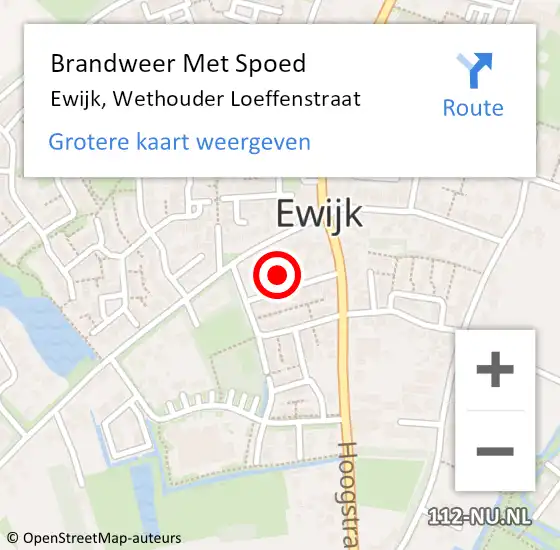 Locatie op kaart van de 112 melding: Brandweer Met Spoed Naar Ewijk, Wethouder Loeffenstraat op 9 november 2023 19:17