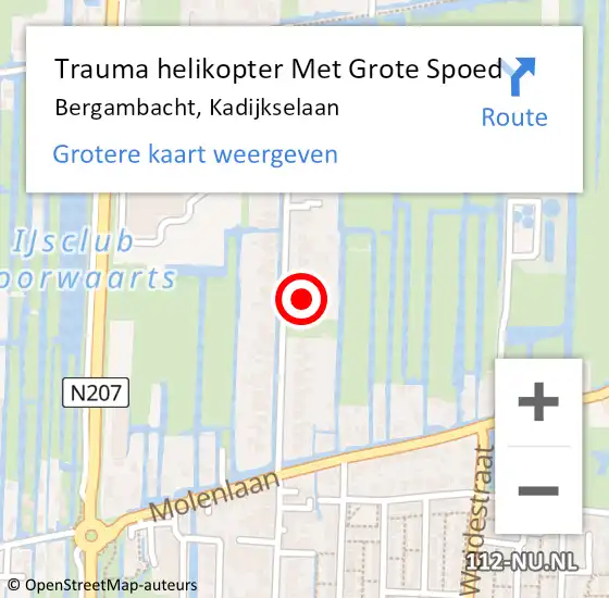 Locatie op kaart van de 112 melding: Trauma helikopter Met Grote Spoed Naar Bergambacht, Kadijkselaan op 9 november 2023 19:29