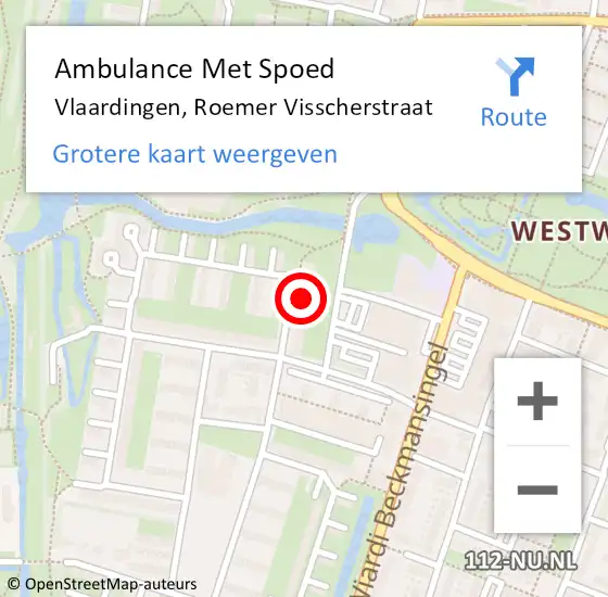 Locatie op kaart van de 112 melding: Ambulance Met Spoed Naar Vlaardingen, Roemer Visscherstraat op 9 november 2023 19:32