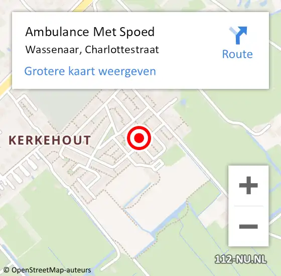 Locatie op kaart van de 112 melding: Ambulance Met Spoed Naar Wassenaar, Charlottestraat op 9 november 2023 19:48