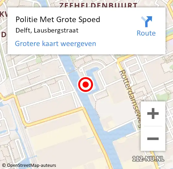 Locatie op kaart van de 112 melding: Politie Met Grote Spoed Naar Delft, Lausbergstraat op 9 november 2023 19:48