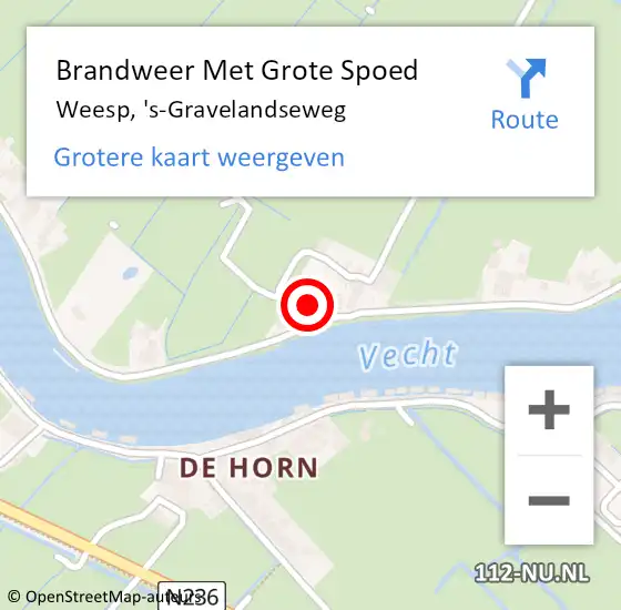 Locatie op kaart van de 112 melding: Brandweer Met Grote Spoed Naar Weesp, 's-Gravelandseweg op 9 november 2023 19:50