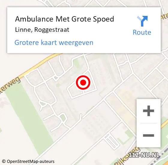 Locatie op kaart van de 112 melding: Ambulance Met Grote Spoed Naar Linne, Roggestraat op 9 november 2023 20:08