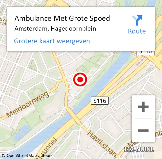 Locatie op kaart van de 112 melding: Ambulance Met Grote Spoed Naar Amsterdam, Hagedoornplein op 9 november 2023 20:11