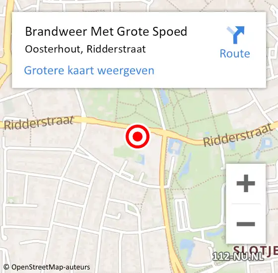 Locatie op kaart van de 112 melding: Brandweer Met Grote Spoed Naar Oosterhout, Ridderstraat op 9 november 2023 20:22