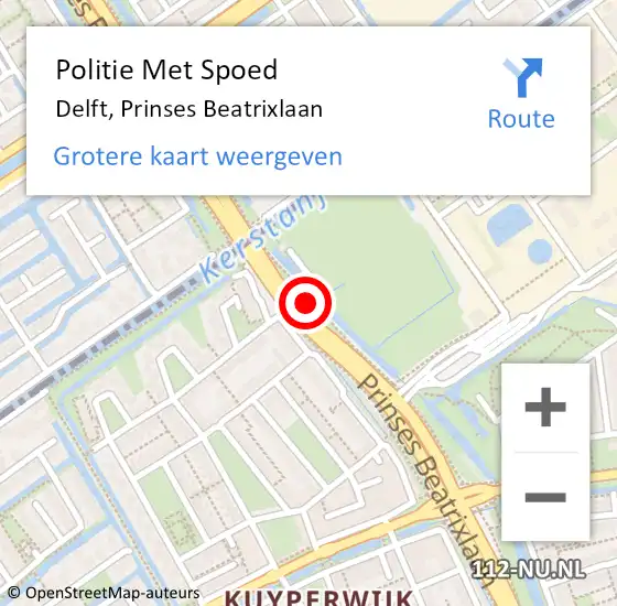 Locatie op kaart van de 112 melding: Politie Met Spoed Naar Delft, Prinses Beatrixlaan op 9 november 2023 20:33