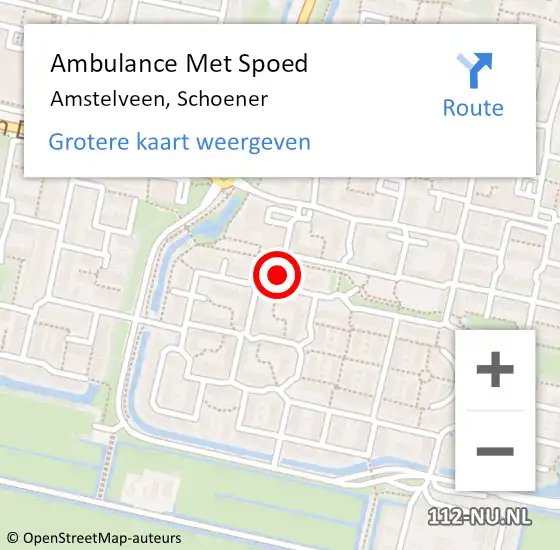 Locatie op kaart van de 112 melding: Ambulance Met Spoed Naar Amstelveen, Schoener op 9 november 2023 20:53