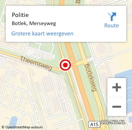 Locatie op kaart van de 112 melding: Politie Botlek, Merseyweg op 14 september 2014 19:27