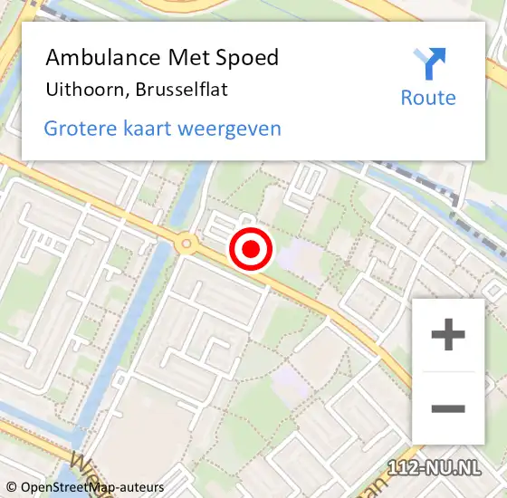 Locatie op kaart van de 112 melding: Ambulance Met Spoed Naar Uithoorn, Brusselflat op 9 november 2023 21:34