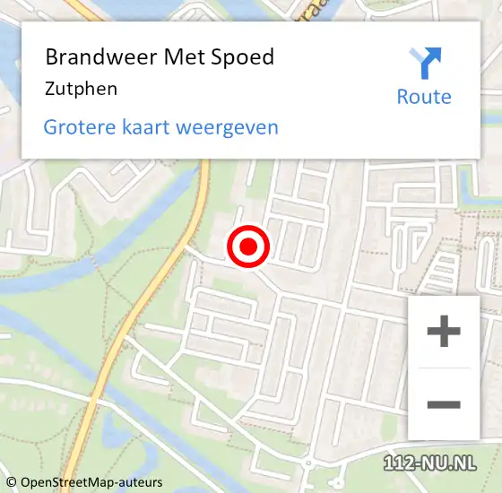 Locatie op kaart van de 112 melding: Brandweer Met Spoed Naar Zutphen op 9 november 2023 22:13