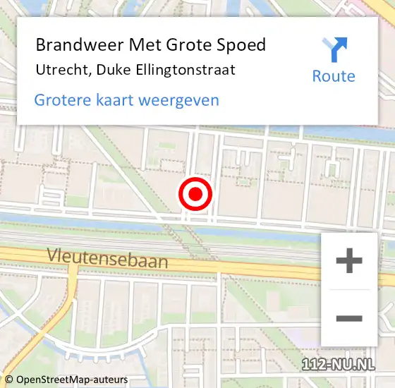 Locatie op kaart van de 112 melding: Brandweer Met Grote Spoed Naar Utrecht, Duke Ellingtonstraat op 9 november 2023 22:25