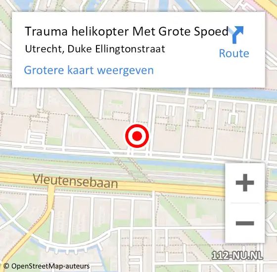 Locatie op kaart van de 112 melding: Trauma helikopter Met Grote Spoed Naar Utrecht, Duke Ellingtonstraat op 9 november 2023 22:29