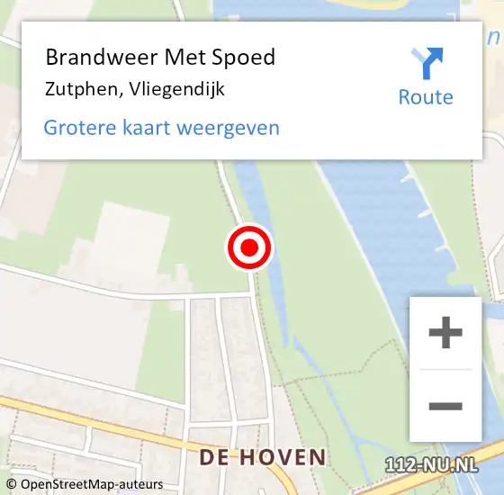 Locatie op kaart van de 112 melding: Brandweer Met Spoed Naar Zutphen, Vliegendijk op 9 november 2023 22:32