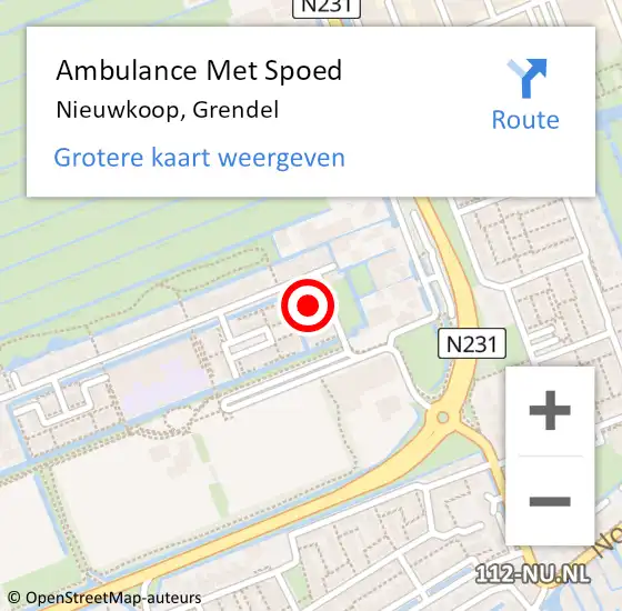 Locatie op kaart van de 112 melding: Ambulance Met Spoed Naar Nieuwkoop, Grendel op 9 november 2023 23:23