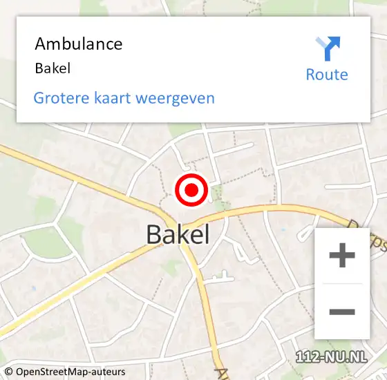 Locatie op kaart van de 112 melding: Ambulance Bakel op 9 november 2023 23:36