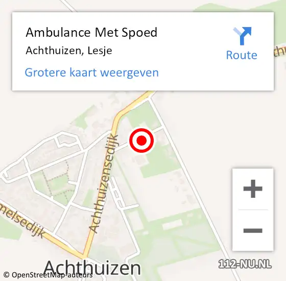 Locatie op kaart van de 112 melding: Ambulance Met Spoed Naar Achthuizen, Lesje op 10 november 2023 00:21