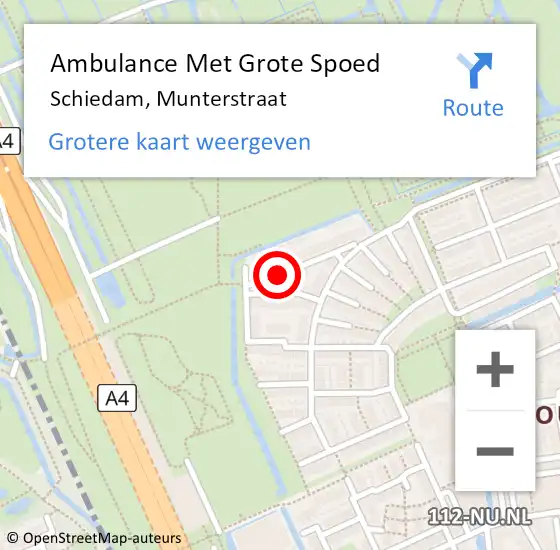 Locatie op kaart van de 112 melding: Ambulance Met Grote Spoed Naar Schiedam, Munterstraat op 10 november 2023 01:40