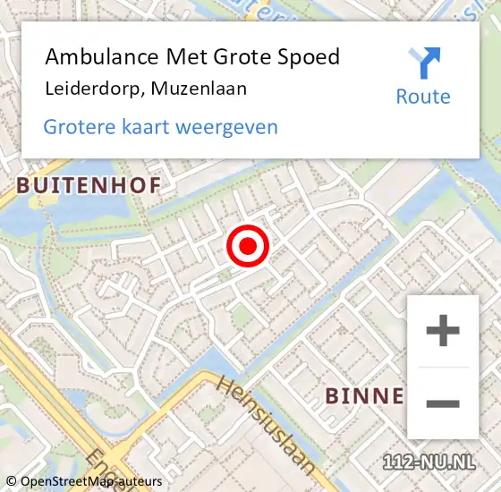 Locatie op kaart van de 112 melding: Ambulance Met Grote Spoed Naar Leiderdorp, Muzenlaan op 10 november 2023 01:56
