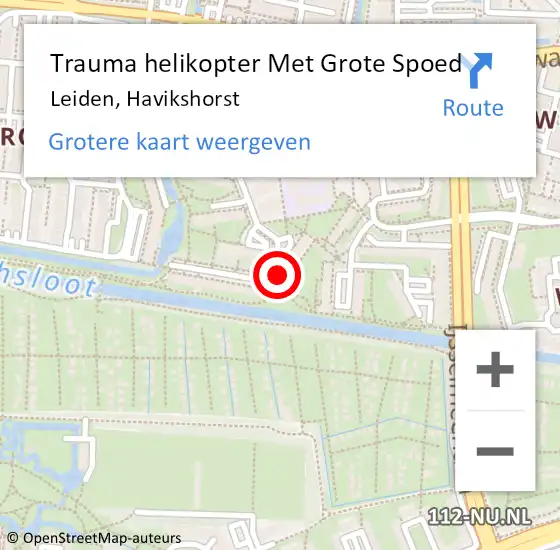Locatie op kaart van de 112 melding: Trauma helikopter Met Grote Spoed Naar Leiden, Havikshorst op 10 november 2023 03:10