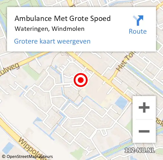 Locatie op kaart van de 112 melding: Ambulance Met Grote Spoed Naar Wateringen, Windmolen op 10 november 2023 04:55