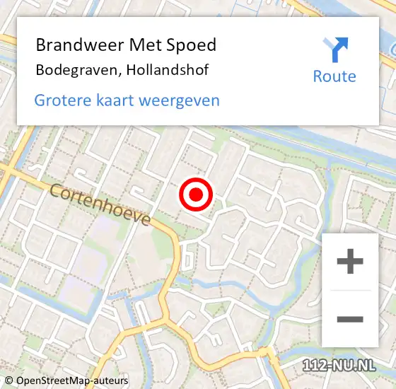 Locatie op kaart van de 112 melding: Brandweer Met Spoed Naar Bodegraven, Hollandshof op 10 november 2023 05:28