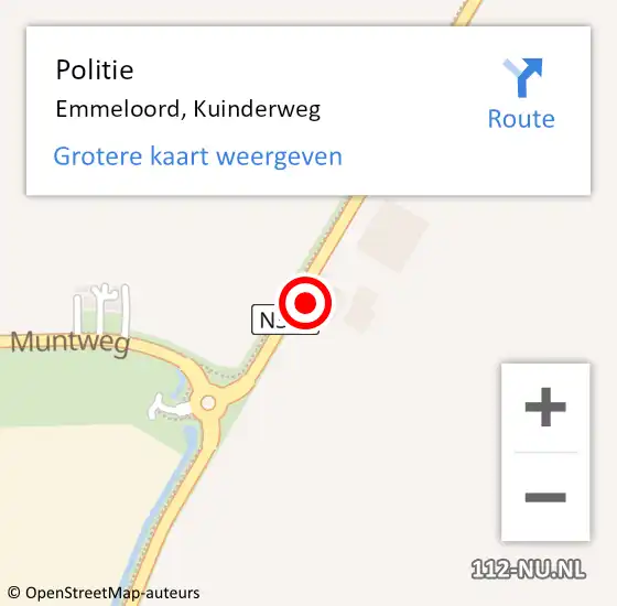 Locatie op kaart van de 112 melding: Politie Emmeloord, Kuinderweg op 10 november 2023 05:44