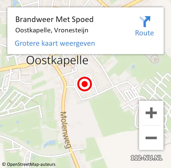 Locatie op kaart van de 112 melding: Brandweer Met Spoed Naar Oostkapelle, Vronesteijn op 10 november 2023 06:49