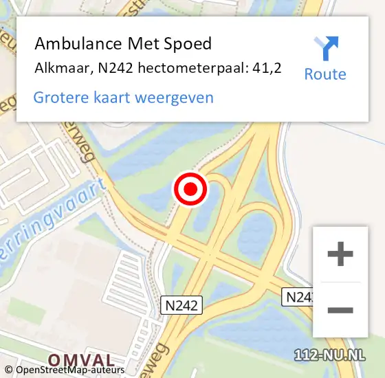 Locatie op kaart van de 112 melding: Ambulance Met Spoed Naar Alkmaar, N242 hectometerpaal: 41,2 op 10 november 2023 06:57