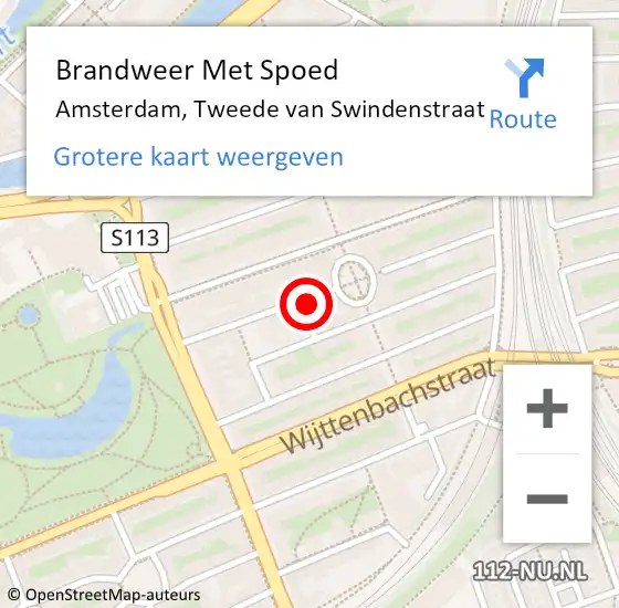 Locatie op kaart van de 112 melding: Brandweer Met Spoed Naar Amsterdam, Tweede van Swindenstraat op 10 november 2023 07:00