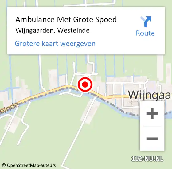 Locatie op kaart van de 112 melding: Ambulance Met Grote Spoed Naar Wijngaarden, Westeinde op 14 september 2014 20:09