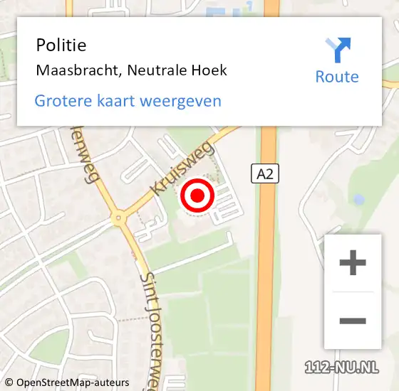 Locatie op kaart van de 112 melding: Politie Maasbracht, Neutrale Hoek op 10 november 2023 07:48