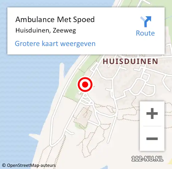 Locatie op kaart van de 112 melding: Ambulance Met Spoed Naar Huisduinen, Zeeweg op 14 september 2014 20:14