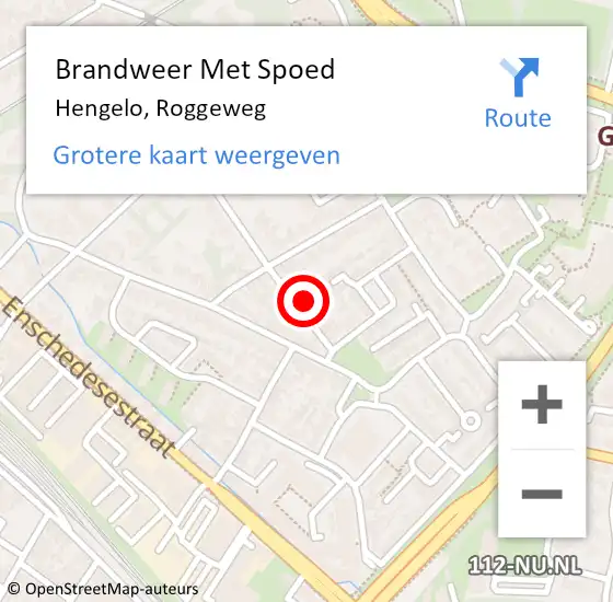 Locatie op kaart van de 112 melding: Brandweer Met Spoed Naar Hengelo, Roggeweg op 10 november 2023 08:41