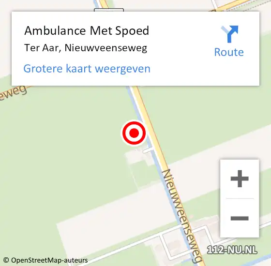 Locatie op kaart van de 112 melding: Ambulance Met Spoed Naar Ter Aar, Nieuwveenseweg op 10 november 2023 08:56