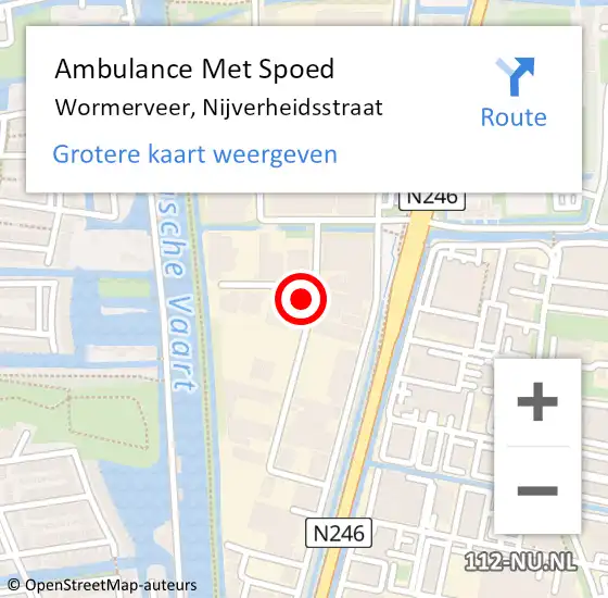 Locatie op kaart van de 112 melding: Ambulance Met Spoed Naar Wormerveer, Nijverheidsstraat op 10 november 2023 09:45